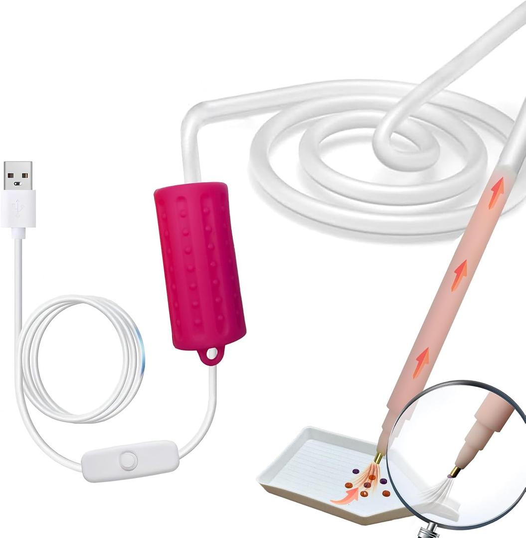 Electric Diamond Art Pen Kit - USB-PoweredButton Knob Vacuum Tool for Rhinestones, No Wax Needed! Ergonomic Design with Auto-Suction for Adults/Kids Crafting Accessories (Pink)