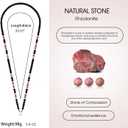 2 x Lanyards for ID Badges for Women Cute,Teacher Lanyard for Women Retractable Natural Crystal Beaded Lanyards for Keys (Rhodonite)