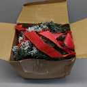 6 Pcs Christmas Small Cabinet Wreaths for Kitchen with Ribbon 8 Inches Mini Christmas Farmhouse Artificial Pine Cone Hanging Wreath for Front Door Window (Red)