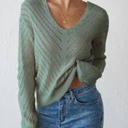 Libsorge Womens Sexy Off The Shoulder Sweater Spring Summer Fall 2025 Trendy Lightweight Ladies Dressy Casual Outfits Cute Crochet Knit Hollow Out V Neck Long Sleeve Button Cardigan Sage Green S
