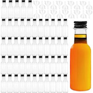 Mini Liquor Bottles,50 Pack Empty Spirit Bottles with Black Cap,1oz/30ml Mini Alcohol Bottle with 20 Funnels,Miniature Bottle for Weddings,Party Favors