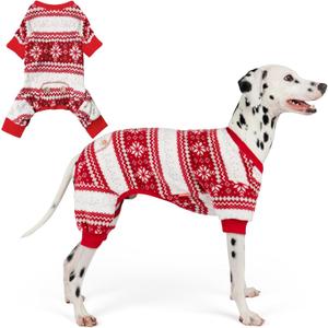 KYEESE Dog Christmas Pajamas, Warm Fleece Winter Dog Pajamas for Large Dogs, Soft Plush Holiday Pet Onesie with Snowflake Design, Lightweight Cozy Holiday Pet Jumpsuit, XXX-Large (3XL (60-80LBS)
