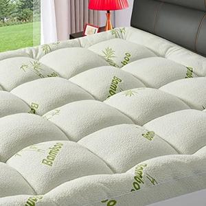 Premium Viscose Made from Bamboo Twin XL Size Mattress Topper for Back Pain, 1200 GSM Quilted Fitted Extra Thick Mattress Pad, Pillow Top Mattress Cover with Deep Pocket Up to 21 Inches（39 * 80inch）