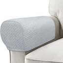 Roytub Stretch Couch Arm Covers, Breathable Armrest Cover for Sofas and Chairs Armrest Cover Keep Home Clean, Scratch-Resistant Sofa Arm Covers Protect and Decorate Your Sofa(Medium, Light Gray, 2PCS) (M - 17.5"(D)  6.3(W)  8.2(H))