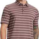 MICHEL ROUEN Mens Polo Shirts Heather Jacquard/Print/Striped Performance Moisture-Wicking Casual Collared Golf Shirts for Men (L)