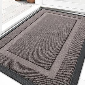 OLANLY Front Door Mat Indoor Outdoor Entrance, Waterproof All-Season, All-Weather Doormat, Sturdy Natural Rubber, Low Profile, Easy Clean Patio Porch Entryway Mat, 29.5x17, Taupe