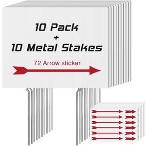 10 Pack Blank Yard Signs with Stakes,Yard Sale Signs with Arrow Stickers, 17" x 13" Blank Corrugated Plastic Yard Lawn Signs for Party Decorations