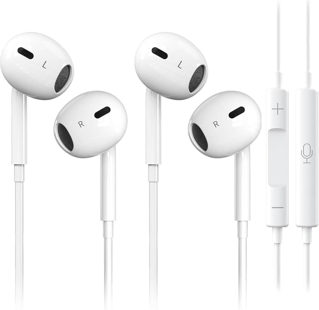 2 Pack Wired Headphones for iPhone Earbuds Built-in Microphone & Volume Control Nosie Reduction Headsets Compatible with iPhone 14/13/12/11/Plus/Pro/Pro Max/mini/XS/XS Max/X/XR/SE/8/8 Plus/7/7 Plus