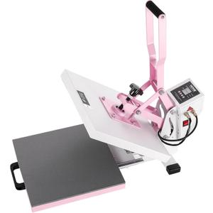 VEVOR Heat Press, 15 x 15 in Digital Heat Press Machine, Slide Out Heat Transfer Machine, Fast and Even Heating, 2-Layer Insulation Cotton, Heat Transfer Machine for T-Shirts/Bags/Pillows, Pink