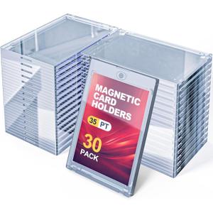 30PCS Magnetic Card Holders, 35pt One Touch Card Holder, U-V Protection Hard Plastic, Suitable for Magnetic Card Holders of Sports, Baseball, Soccer, and Gaming Cards
