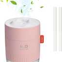 Portable Small Humidifier,500ml Air Humidifier for Plant,Night Light Function,Super Quite,Auto Shut-Off,USB Personal Cool Mist Humidifier for Bedroom,Baby Room,Office,Travel,Car,Home(Pink)
