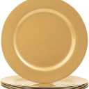 MAONAME Gold Charger Plates Set of 6, 13-Inch Round Plate Chargers for Dinner Plate, Plastic Table Chargers for Wedding Decor, Party
