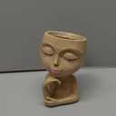 Face Planters Pots Head Planter, Plant Pots with Heads for Plants, Lady Statue Plant Pot, Unique Flower Pots with Drainage, Thinking Women Statue, Boho Vase, Cute Vases Home Decor Gift (7 Inch Khaki)