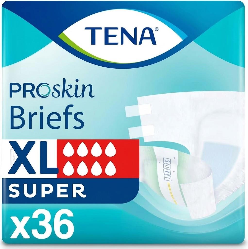 Tena Proskin Incontinence Super Briefs, Adult Diapers, Super Absorbency, Bladder Leaks Control, X-Large - 36 ct