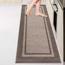 Kitchen Rugs 24" x 84", Non-Slip Machine Washable Kitchen Runner Rugs Floor Mats, Absorbent Comfort Standing Mats for Kitchen, Sink, Laundry and Hallway, Rolled Packaging, Beige & Grayish Brown
