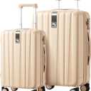 Hanke Luggage Sets 2 piece Carry On Luggage with Wheels PC Hard Shell Suitcases Lightweight Checked Travel Luggage Large Travel Suitcase Woman Men 20/29 Inch(Cuba Sand)