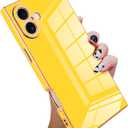 KANGHAR Case Compatible with iPhone 16 Pro Max Luxury Cute Plating Design Case Full-Body Anti-Scratch Shockproof Bumper Protective Cover for iPhone 16 Pro Max 6.9 Inch Yellow