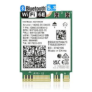 WiFi 6E AX210 Wireless Card M.2 2230/NGFF WiFi 6E Laptop Module with Bluetooth 5.3, 5400Mbps Tri-Band AX210 WiFi Chip Adapter, MU-MIMO, Ultra-Low Latency, Supports Windows 11/10 (64bit)