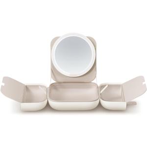AMIRO M2 LumoCube Makeup Mirror with Bag - Portable LED Makeup Mirror with Lights, 5-Level Brightness, 3-Color Lights - Travel Makeup Organizer - White