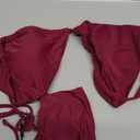 ZAFUL Women's Triangle Bikini Floral String Bikini Set Two Piece Swimsuit Bathing Suits (Large, 1-plum Pie)