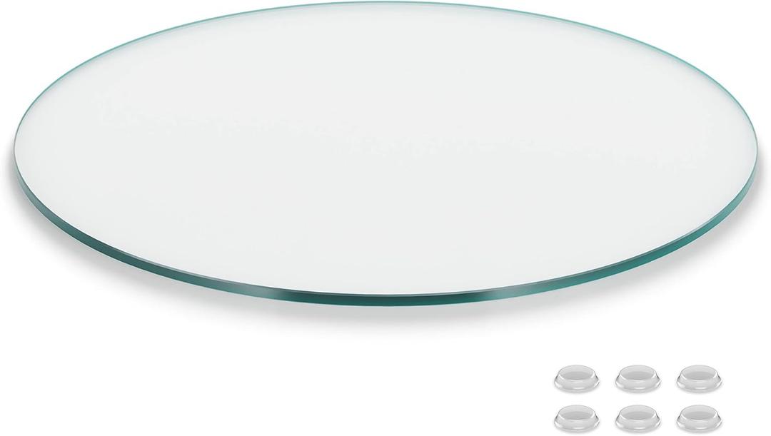The Better Bevel 30 inch Round Glass Table Top - Clear Tempered Glass Surface Protector - Safe Flat Polished Edge - Coffee, Dining and End Table