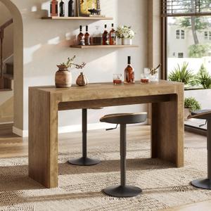 LITTLE TREE 63" Long Bar Table, Counter Height Pub Dining Table for 4-6, Modern Home Bar Unit, Rectangular High Top Table for Kitchen, Dining Room, Bistro, Balcony, 62.99" L x 19.68" W x 35.43" H