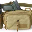 Concealed Carry Pistol Waist bag Tactical Conceal Carry Pistol Bag Fanny Packs Handgun Holster Pouch with Bottle&Gun Holder Fits 1911 Glock etc (Khaki)