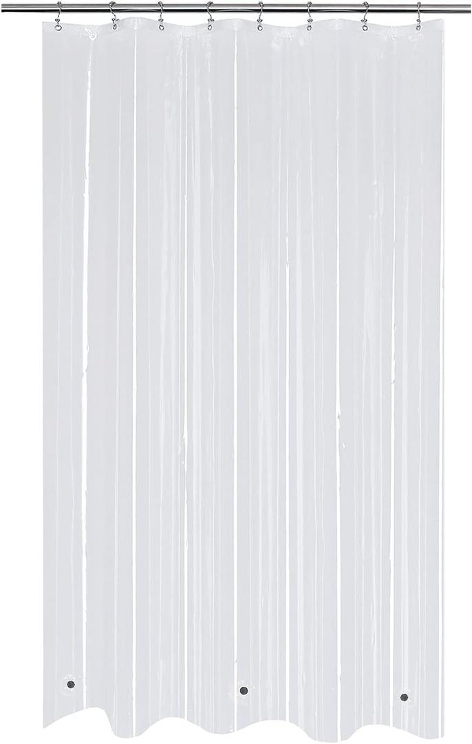 Mrs Awesome PEVA Shower Curtain Liners with 3 Magnets, Water Proof 54 inch Plastic Shower Liner for Bathroom or Shower Stall, Clear, 54x72