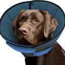 Queenmore Dog Cones for Large Dogs, Soft Dog Cone for Large Breeds, Cone for Dogs After Surgery, Adjustable Elizabethan Collar for Pet to Prevent Licking Wounds, Blue, Size L