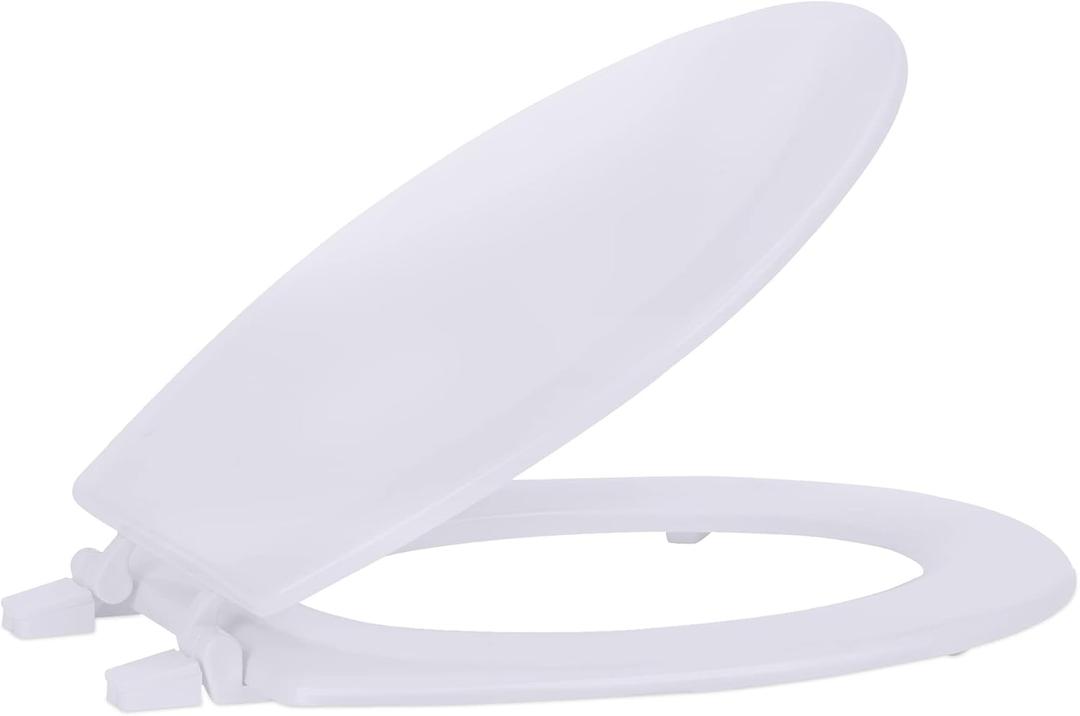Standard Wood Toilet Seat, White - 17 Inch - Fits All Standard Size Fixtures - Easy to Install Fantasia by Achim Home Decor
