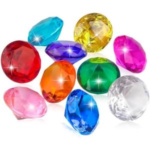 Prehalpty 25pcs Diving Gems Pool Toys,1.5in Big Colorful Diamond, Pool Games for Kids, Large Acrylic Gems Dive Toys Pirate Treasure, Pool Jewels Diving Toys