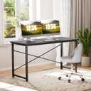 Sweetcrispy Small Computer Office Desk 40 Inch Student Study Writing Work with Metal Frame Wood Tabletop Modern Simple Home Bedroom PC Table - Black