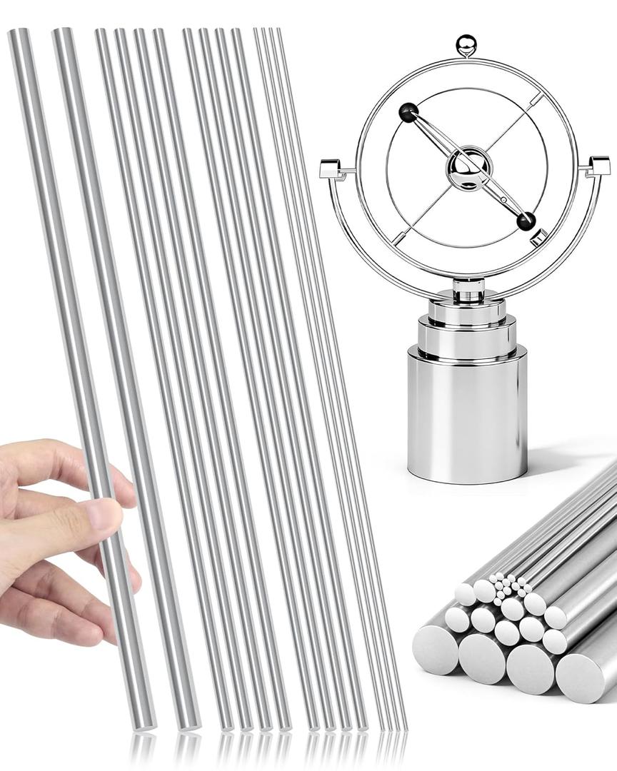 FIVEIZERO 14Pcs 4Sizes 304 Stainless Steel Round Rod, Solid Metal Rods for Industrial Metal Working, Smooth Steel Rod Shaft for DIY Craft Hobby Model Making, 1mm, 3mm, 1/8", 1/4"