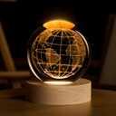 COQIRAUSEN 3D Earth Crystal Ball, 2.4 inch Universe Space Decorative Glass Ball, Space Gifts Physics Sphere Sculpture Crystal Display Celestial Motion Home Decor Crafts for Office Desk