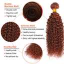 Color #33 Bundles Human Hair Copper Red Kinky Curly Human Hair Bundles 22 24 26 Inch Unprocessed Brazilian Virgin Human Hair Bundles Reddish Brown Bundles No Tangle Hair Extensions