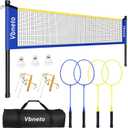 Badminton Set, Portable Outdoor Anti-Sag System Official 20ft x 5ft Easy Setup Durable Net with 4 Rackets, 3 Shuttlecocks & Carry Bag for Backyard, Lawn or Beach Fun