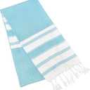 GLAMBURG Peshtemal Turkish Towel - Beach Towels Oversized 36x71 Set of 2, Cotton Beach Towels for Adults, Soft Durable Absorbent Extra Large Bath Sheet Hammam Towel - Aqua Blue