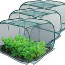3 Pack Pop Up Mesh Plant Cover, Plant Protector for Raised Garden & Flower Bed, Net Cage Plant Guard for Fruits, Vegetables, Seedlings and Herbs, 8 Ground Stakes for Fixing.