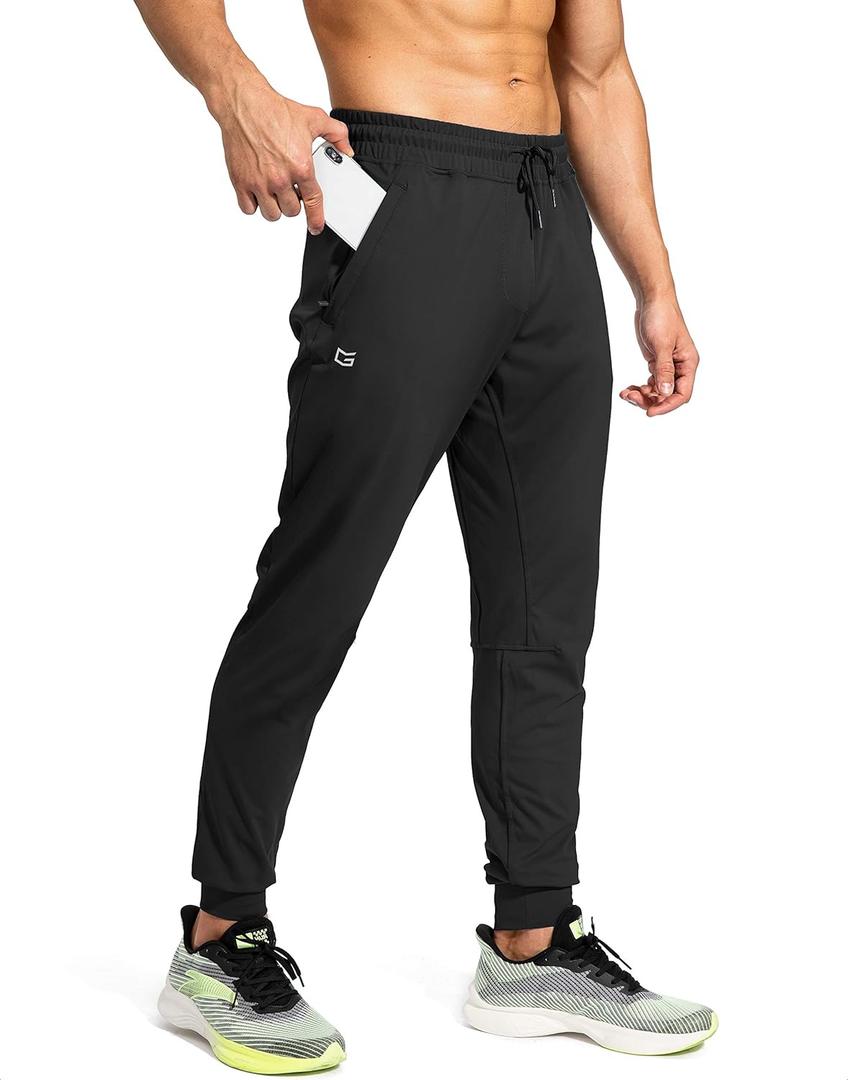 G Gradual Men's Sweatpants with Zipper Pockets Athletic Pants Traning Track Pants Joggers for Men Soccer, Running, Workout (Medium, Black)