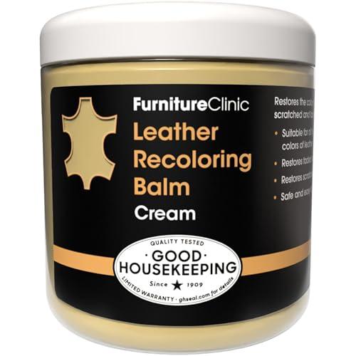 The Original Leather Recoloring Balm by Furniture Clinic - Cream Leather Dye for Furniture, Couches & Car Seats - Restore Scratched, Faded, & Damaged Surfaces 12oz
