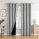 ChrisDowa 100% Blackout Curtains 90 inch Long for Bedroom with Black Liner, 2 Thick Layers Total Blackout Thermal Insulated Grommet Long Window Curtains 2 Panels Set (Light Grey, 52 x 90 Inch)