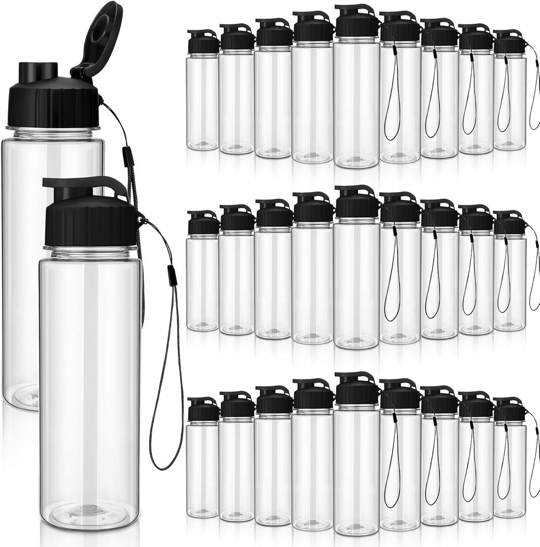 Mifoci 72 Pcs Plastic Water Bottles Bulk 17 oz, Clear,Black