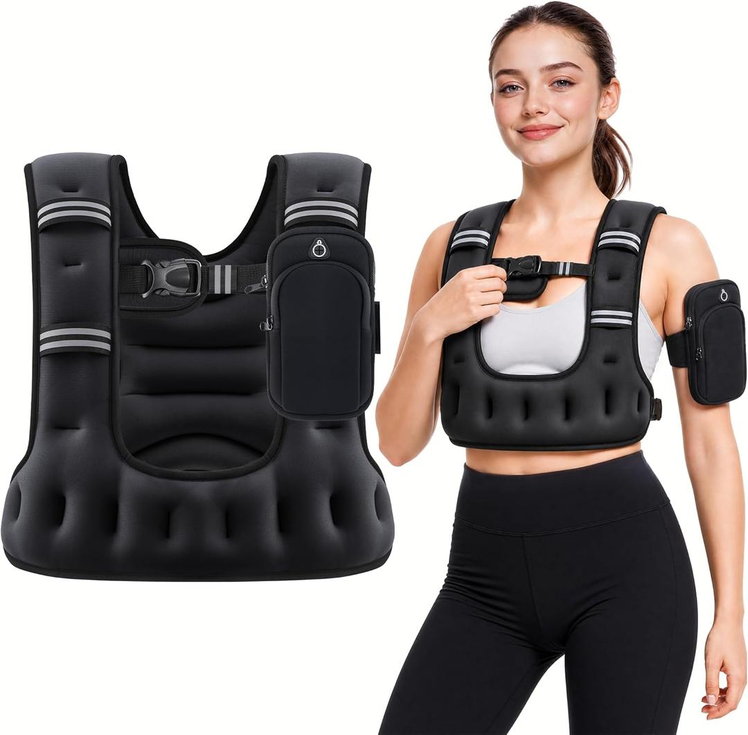 ZELUS Weighted Vest for Women & Men, U-Shaped Running Vest with Arm Pocket, 20LB
