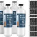 Crystala Filters LT1000PC Replacement Water Filter, Compatible with LT1000PC/PCS, LT1000PC, LT-1000PC, ADQ747935 ADQ74793504 Water Filter and LT120F ADQ73334008 Fresh Air Filter 4 Pack