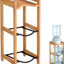 5 Gallon Water Jug Holder with Top Shelves, Natural Solid Wood Water Dispenser Stand 31"H, 3-Tiers 5 Gallon Water Jug Stand, Water Cooler Jug Rack, 5 Gallon Water Bottle Holder with 2 Slot & Top Shelf