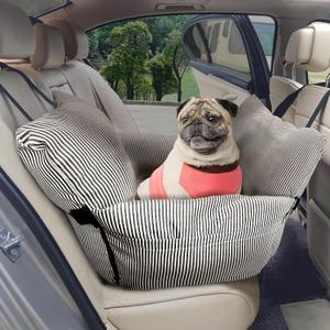 Johnear Dog Car Seat for Medium Pets Under 55 lbs - Pet Booster Travel Bed With 2 Pockets and Safety Leash, Detachable Washable Carrier Handbag Cushion Couch 30*20.5 inches (Brown)