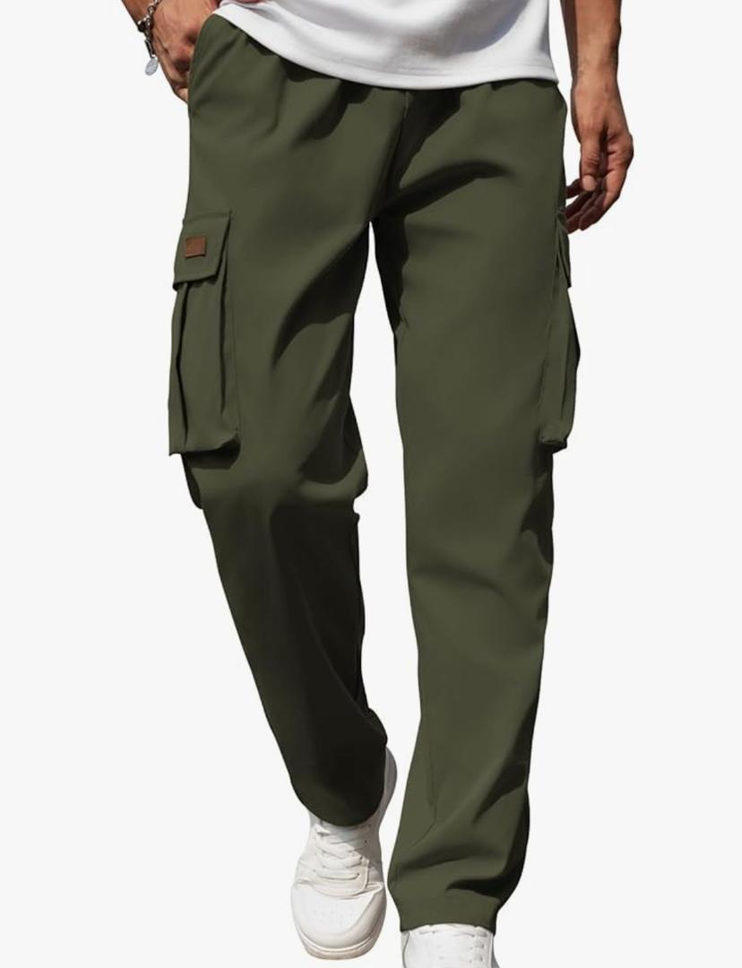 Men's Casual Cargo Sweatpants Waist Drawstring Joggers Tactical Loose Fit Pants for Men with Multi Pockets XXL