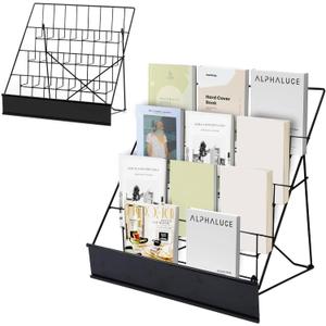 4-Tier Tabletop Book Display Rack, Magazine and CD Holder, 16.14 x 17.95 x 17.24 inches
