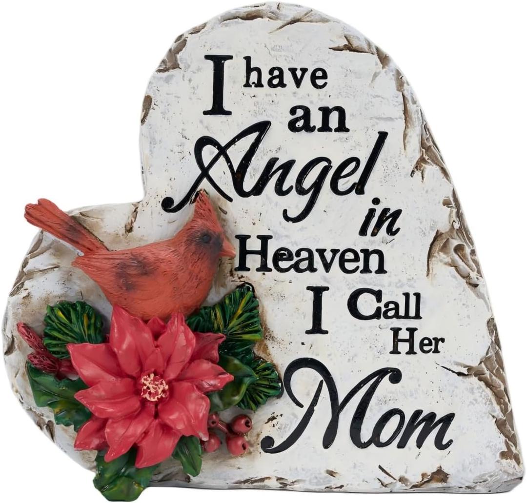 4 Inch Red Cardinal Memorial Gift - Resin Keepsake Ornament - Bereavement Sympathy Decor for Loss of Mom, Husband in Heaven - Cross-Shaped Remembrance Decoration