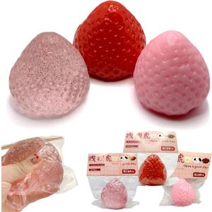 3PCS Handmade Strawberry Taba Squishy Toys, Cute Strawberry Squeeze Toys, Strawberry Squishies Fidget Toys, Novelty Things Suitable for Adults Relaxation